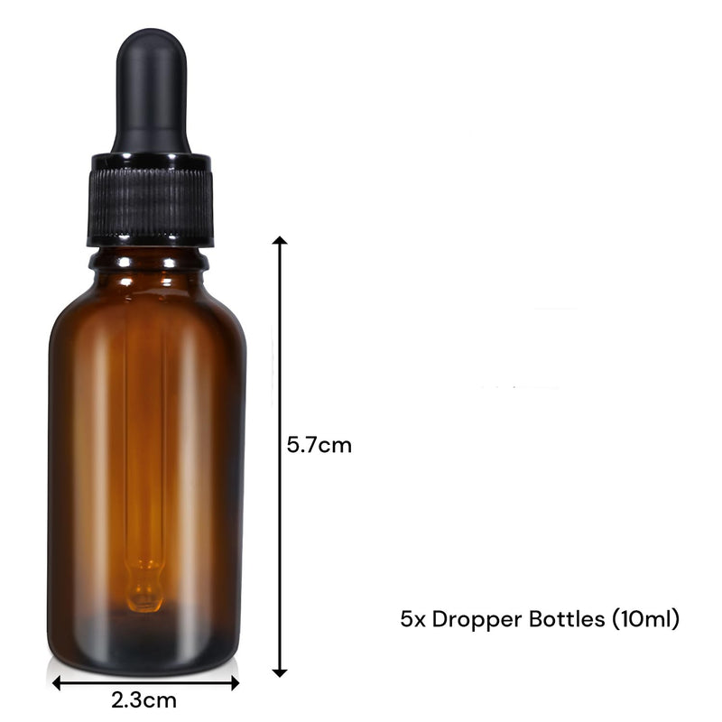 10ml (5 Pack) Amber Glass Dropper Bottle Liquid Essential Oils Bottle Bottles Leakproof Glass Tincture Bottles - NuSea