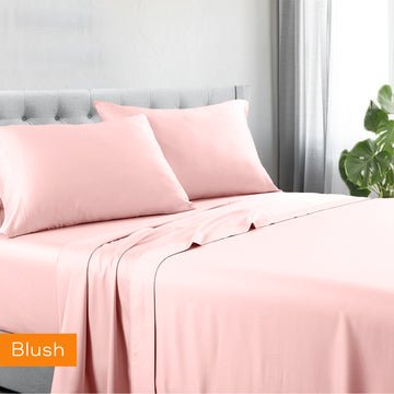 1200tc hotel quality cotton rich sheet set single blush - NuSea