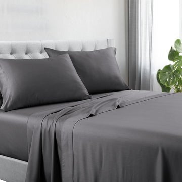 1200tc hotel quality cotton rich sheet set single charcoal - NuSea