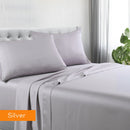1200tc hotel quality cotton rich sheet set single silver - NuSea