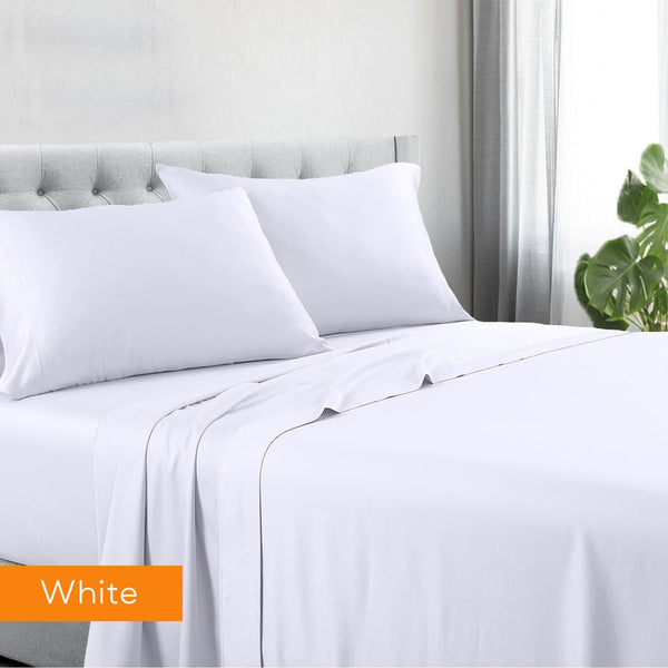 1200tc hotel quality cotton rich sheet set single white - NuSea