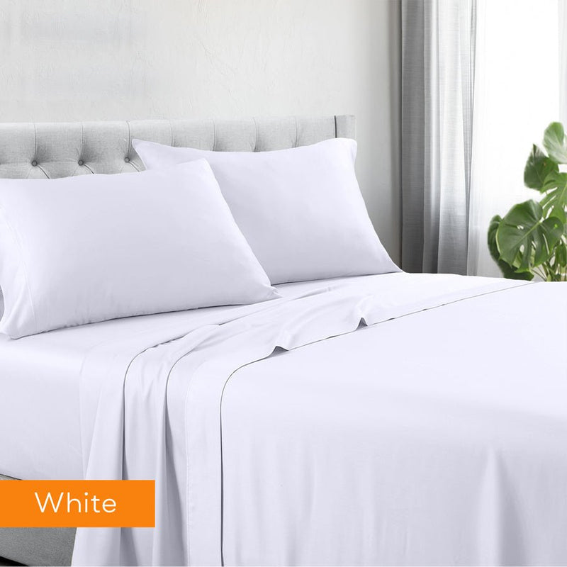 1200tc hotel quality cotton rich sheet set single white - NuSea
