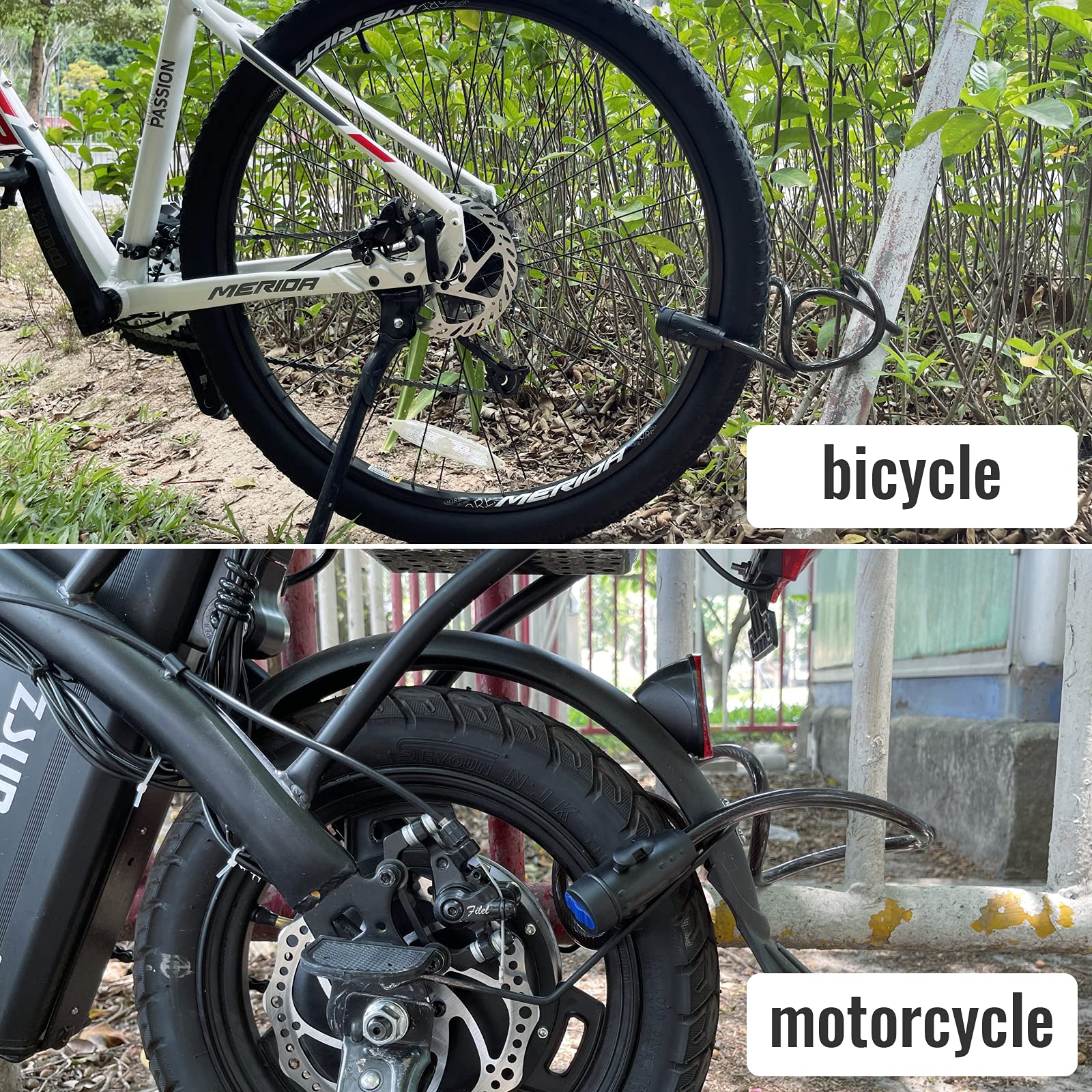 1.2m 2 Keys Bicycle Lock Bike Cable Locks Motorcycle Lock Mounting Bracket Scooter Lock - NuSea