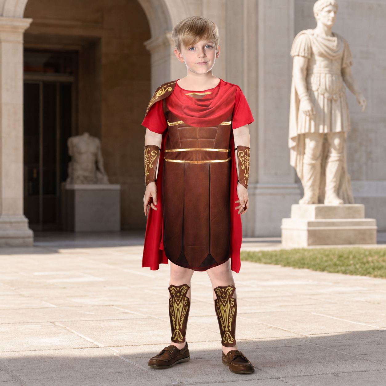 Kids’ Roman Gladiator Costume – Tunic, Cape & Bands lifestyle image