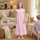 Kids’ Pink Grandma Nightgown Costume – Floral Trim Dress