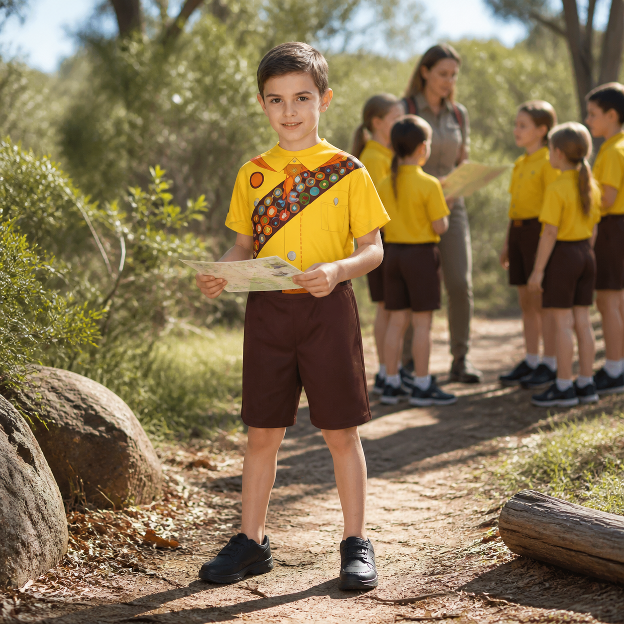 Kids’ Boy Scout Costume – Badge Sash Top & Shorts lifestyle image
