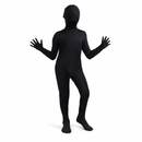 Kids’ Black Full Body Suit Costume – Detachable Hood & Gloves white background product image