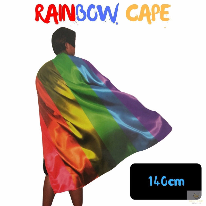 140cm DELUXE RAINBOW CAPE Party Fancy Dress Costume Adult Size - NuSea