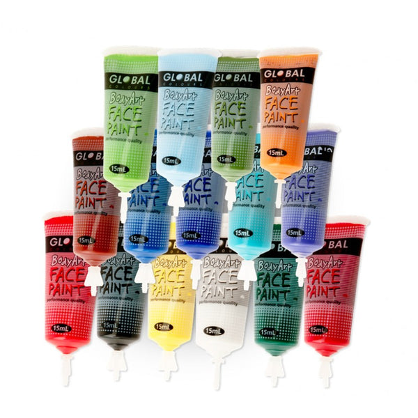 2 PCs of 15ml face paint tubes Global Colours BodyArt Performance quality - NuSea
