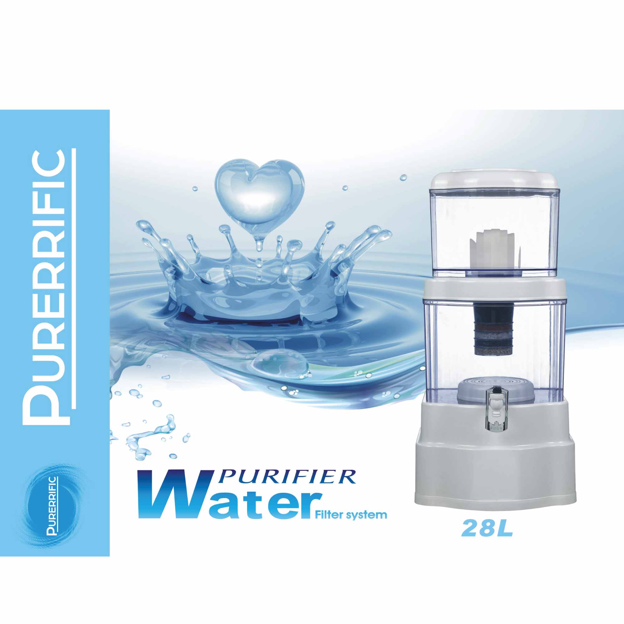 16L Benchtop 8 Stage Water Filter - Ceramic Carbon Mineral Stone Silica Purifier - NuSea