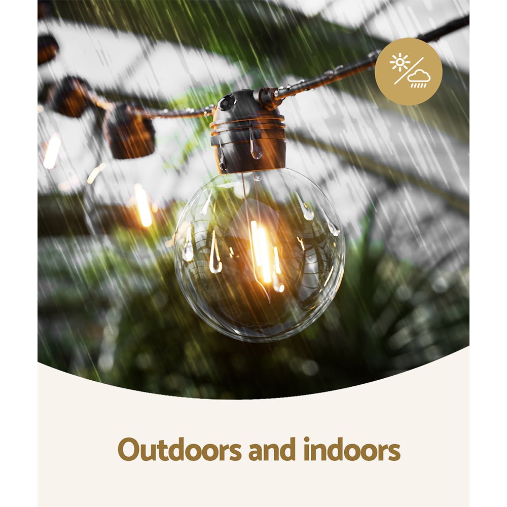 17m Solar Festoon Lights Outdoor LED String Light Wedding Christmas Party - NuSea