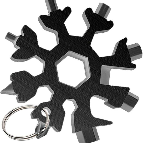 18 in 1 Multi - tool Snowflake Bottle Opener Stainless Keychain Wrench Screwdriver Black - NuSea