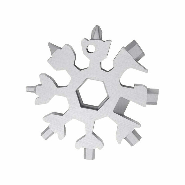 18 in 1 Multi - tool Snowflake Bottle Opener Stainless Keychain Wrench Screwdriver Silver - NuSea