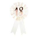 18th Birthday Rose Gold on White Rosette Badge - NuSea