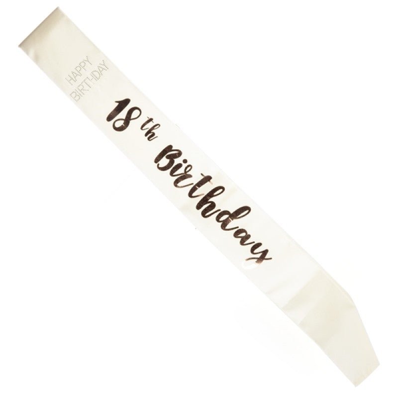 18th Birthday Rose Gold on White Sash - NuSea