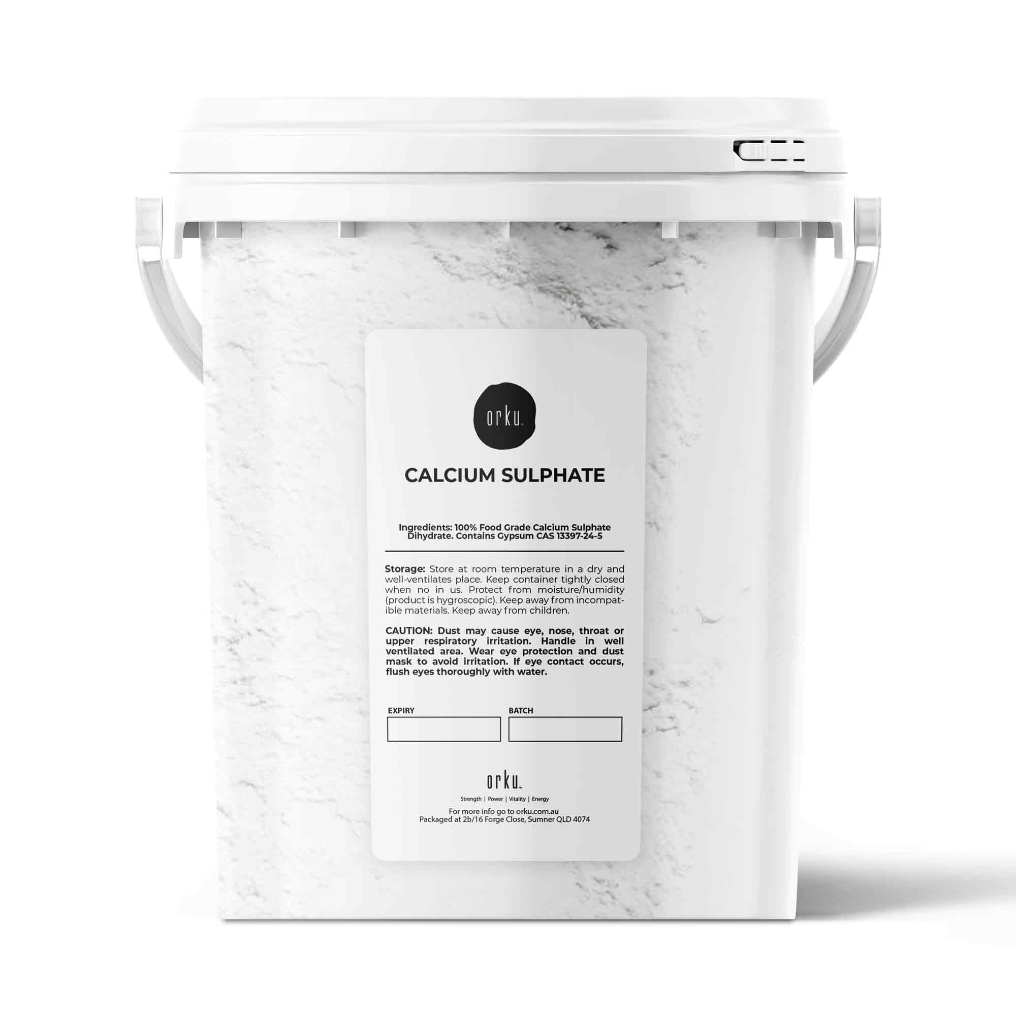 1Kg Calcium Sulphate Gypsum Powder Bucket - Food Grade Hydrous Sulfate - NuSea