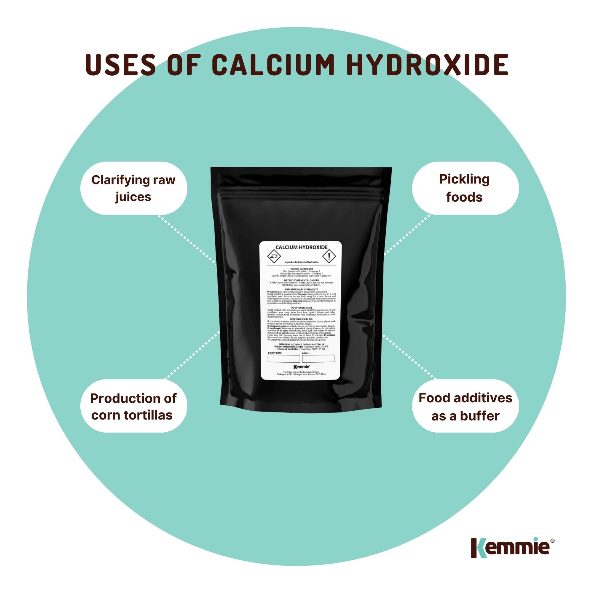 1Kg Food Grade Calcium Hydroxide Powder - FCC Hydrated Slaked Pickling Lime - NuSea