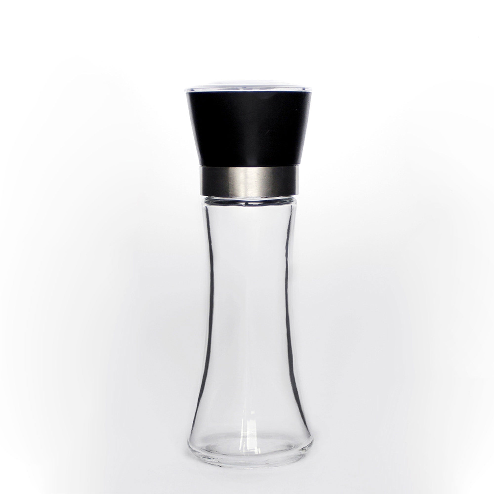1x 180ml Glass Salt or Pepper Grinder 18cm - Adjustable Ceramic Core Tall Mill - NuSea