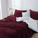 2 in 1 teddy sherpa duvet cover set and blanket king aubergine - NuSea
