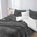 2 in 1 teddy sherpa duvet cover set and blanket queen charcoal - NuSea