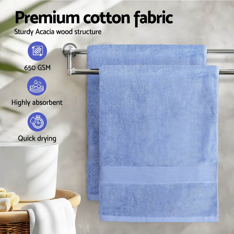 2 Pack Bath Sheets Set Cotton Extra Large Towel Blue - NuSea