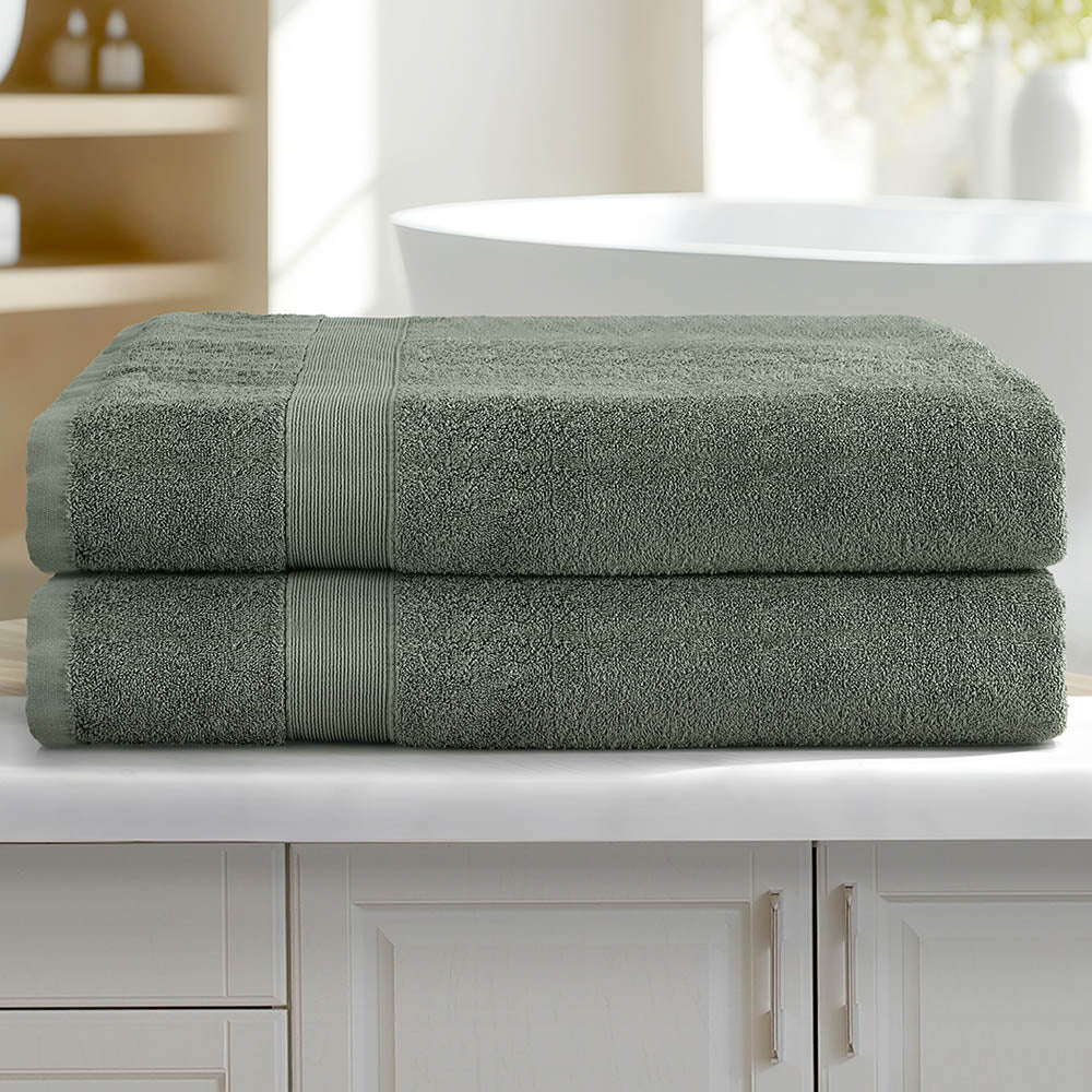 2 Pack Bath Sheets Set Cotton Extra Large Towel Green - NuSea