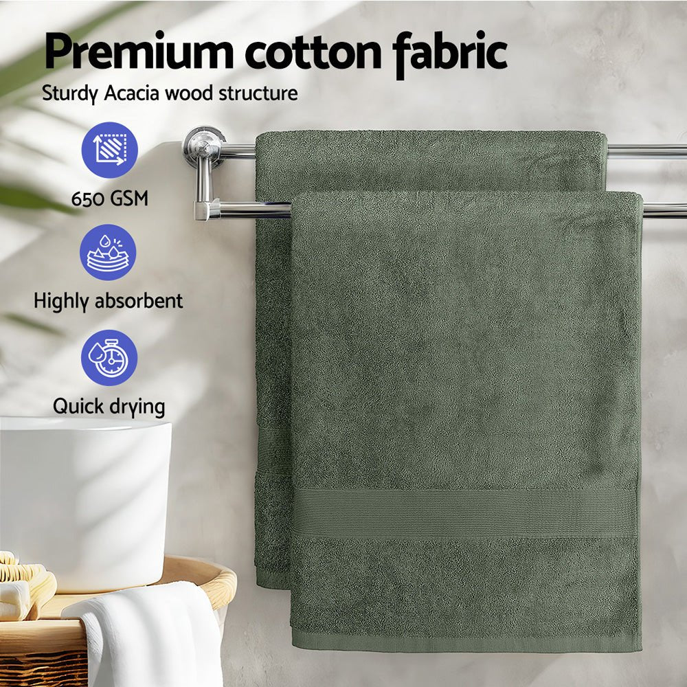 2 Pack Bath Sheets Set Cotton Extra Large Towel Green - NuSea