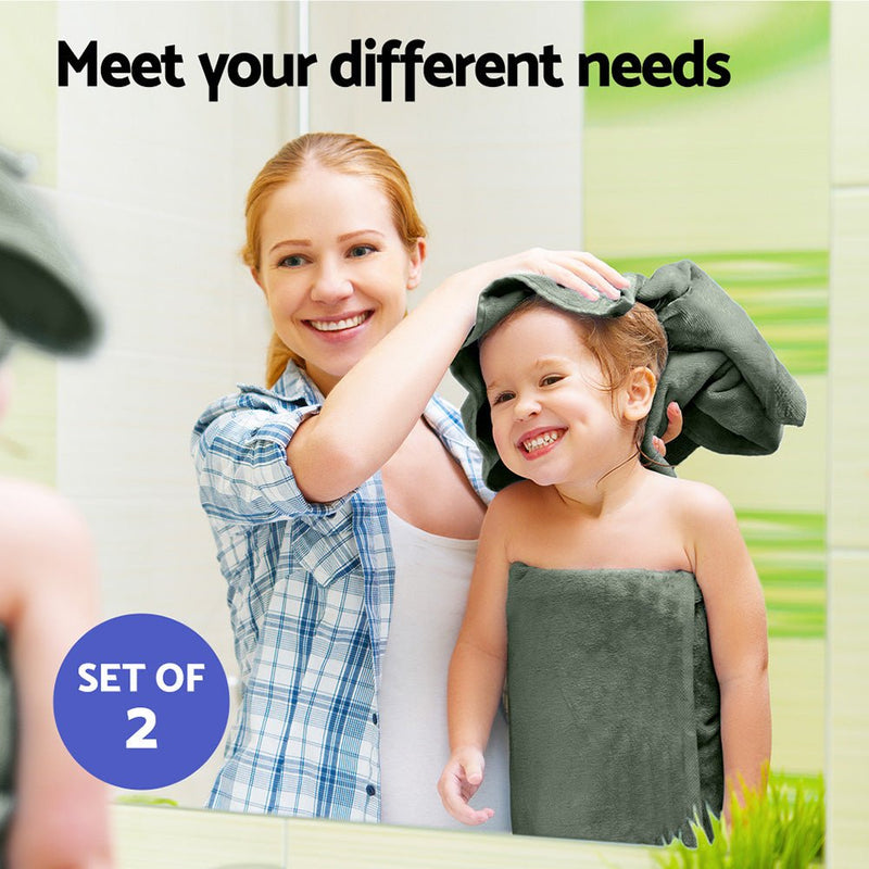 2 Pack Bath Sheets Set Cotton Extra Large Towel Green - NuSea