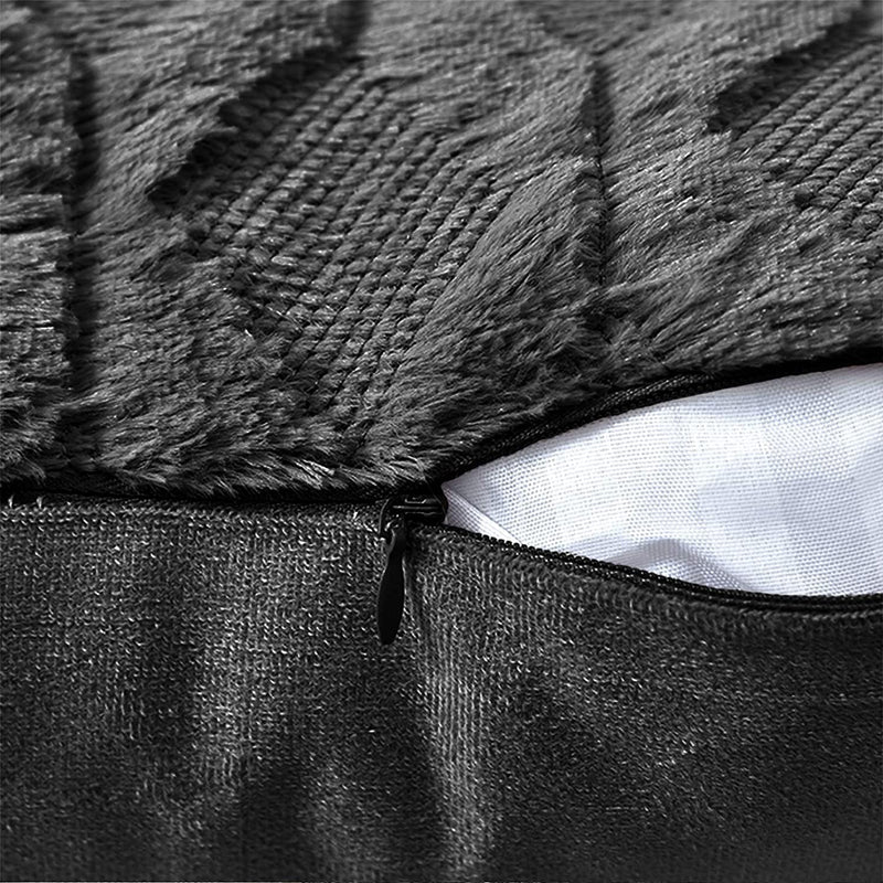 2 Pack Decorative Boho Throw Pillow Covers 45 x 45 cm (Black) - NuSea