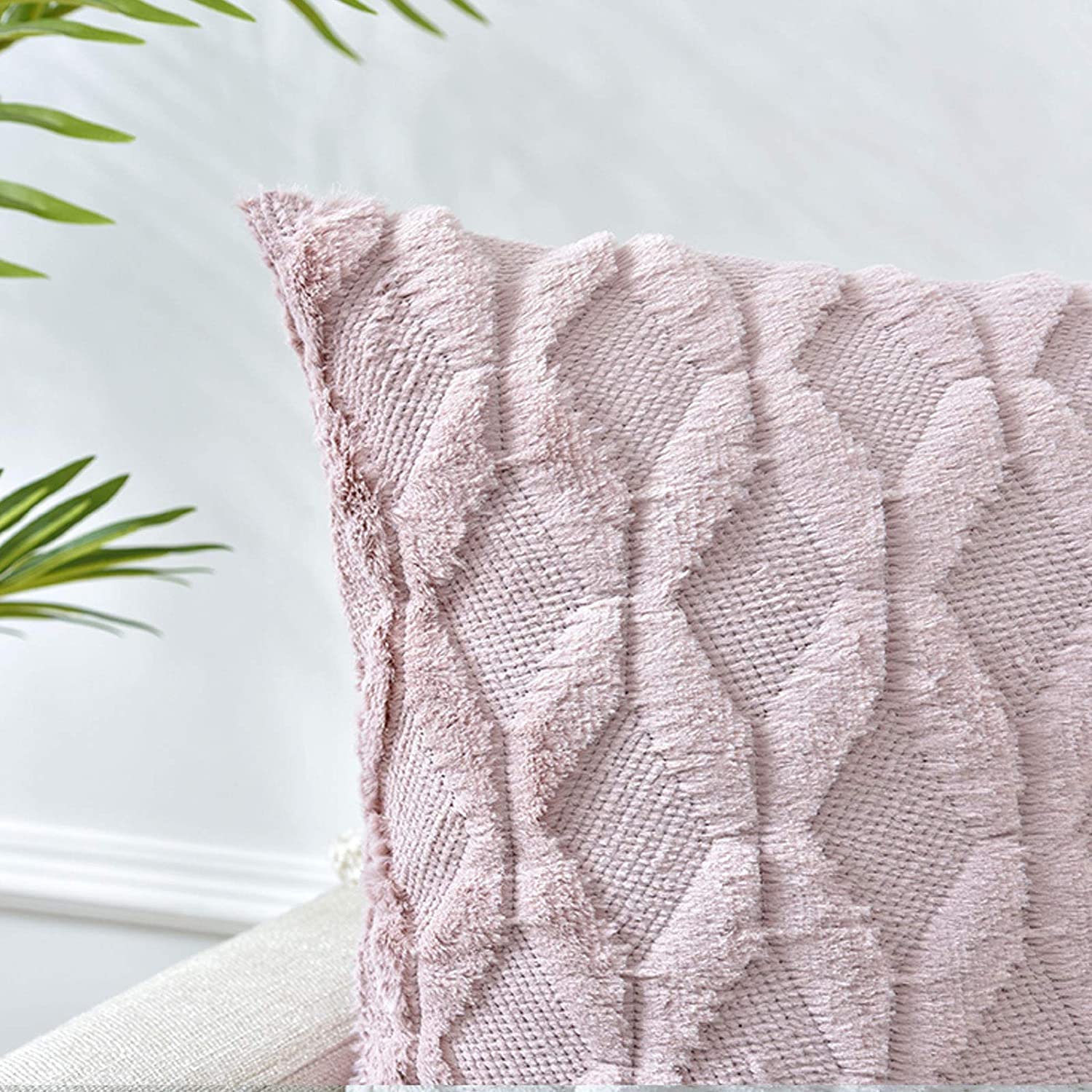 2 Pack Decorative Boho Throw Pillow Covers 45 x 45 cm (Pink) - NuSea