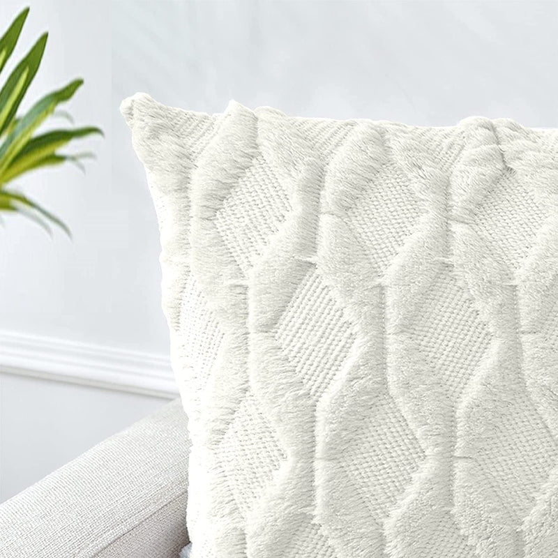 2 Pack Decorative Boho Throw Pillow Covers 45 x 45 cm (White) - NuSea