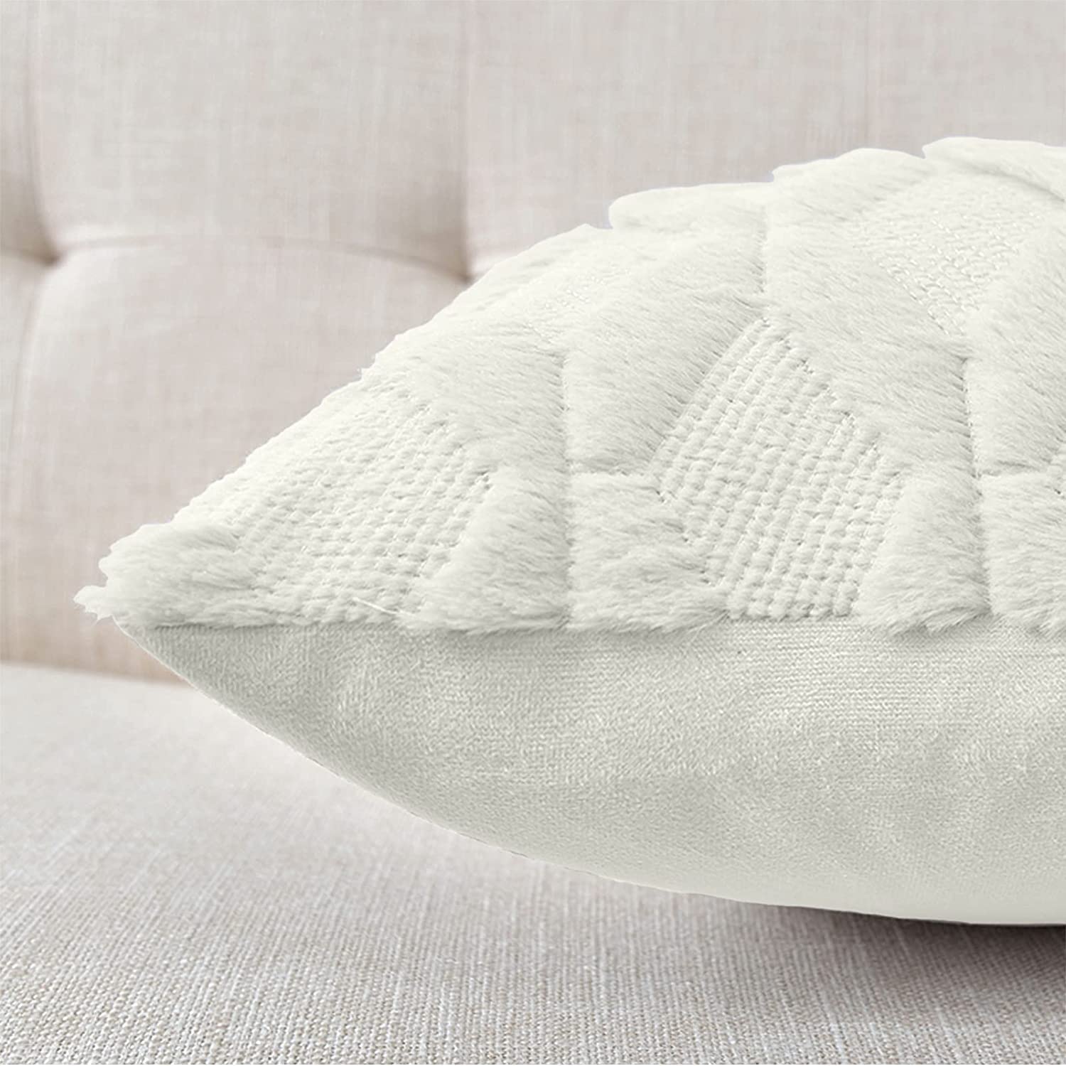 2 Pack Decorative Boho Throw Pillow Covers 45 x 45 cm (White) - NuSea