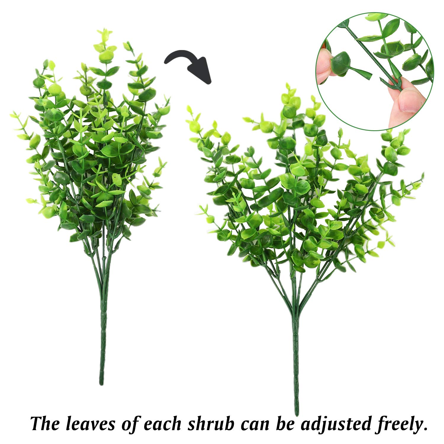 2 Pack Fake Plants Faux Artificial Eucalyptus Plants Home Garden Window Office Wedding Decoration - NuSea