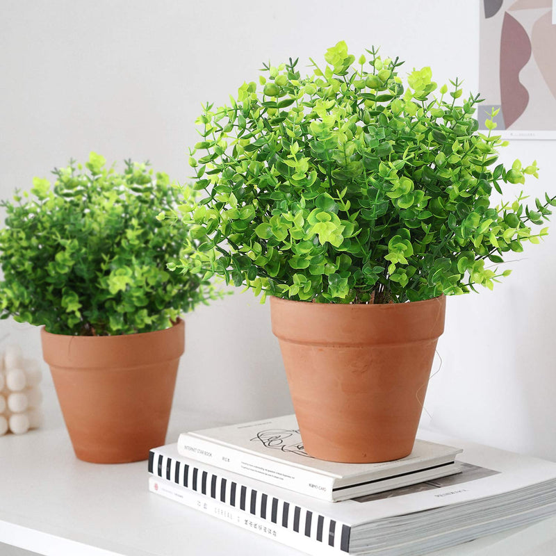 2 Pack Fake Plants Faux Artificial Eucalyptus Plants Home Garden Window Office Wedding Decoration - NuSea