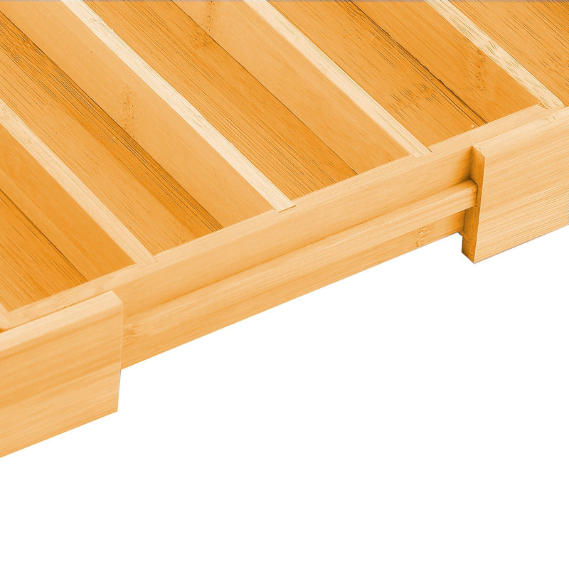 2 Pack Large Capacity Bamboo Expandable Drawer Organizer with Knife Block Holder for Home Kitchen Utensils - NuSea