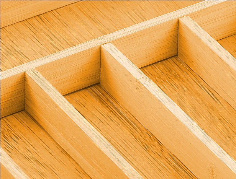 2 Pack Large Capacity Bamboo Expandable Drawer Organizer with Knife Block Holder for Home Kitchen Utensils - NuSea