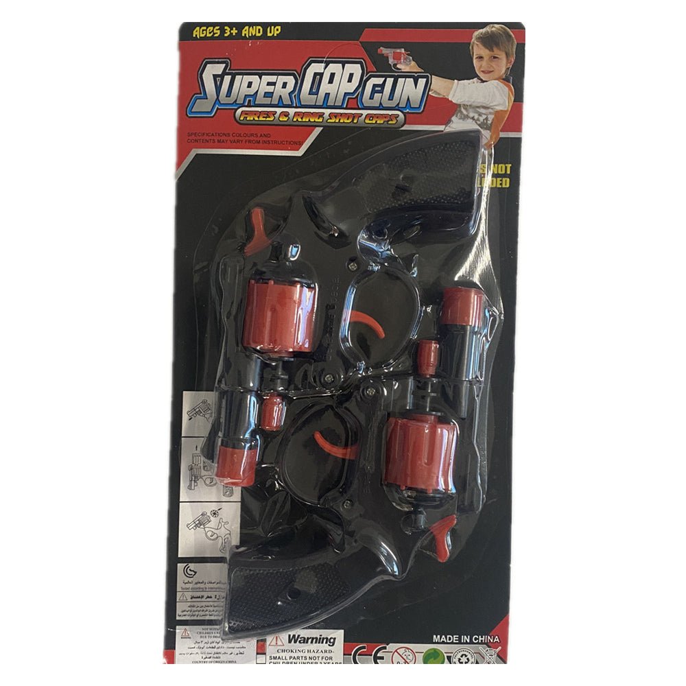 2 PCs Plastic 8 shots toy cap gun on card with 144 free caps - NuSea