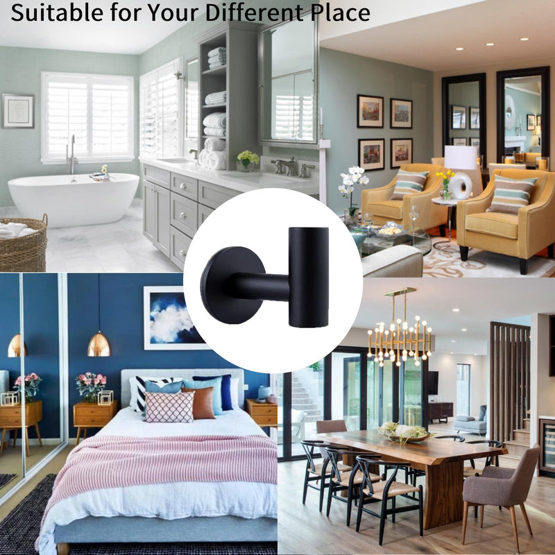 2 Pcs Wall Mount Self Adhesive Bathroom Towel Hooks Holder Cloth Hanger Hook Door Hanger Black - NuSea