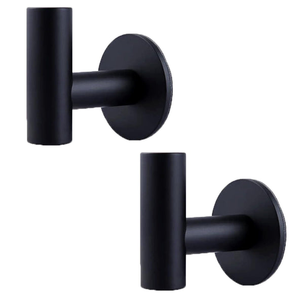 2 Pcs Wall Mount Self Adhesive Bathroom Towel Hooks Holder Cloth Hanger Hook Door Hanger Black - NuSea