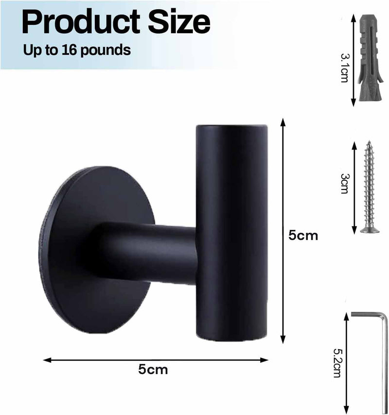 2 Pcs Wall Mount Self Adhesive Bathroom Towel Hooks Holder Cloth Hanger Hook Door Hanger Black - NuSea