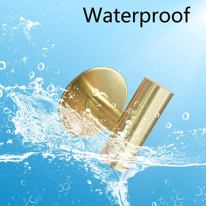 2 Pcs Wall Mount Self Adhesive Bathroom Towel Hooks Holder Cloth Hanger Hook Door Hanger Gold - NuSea