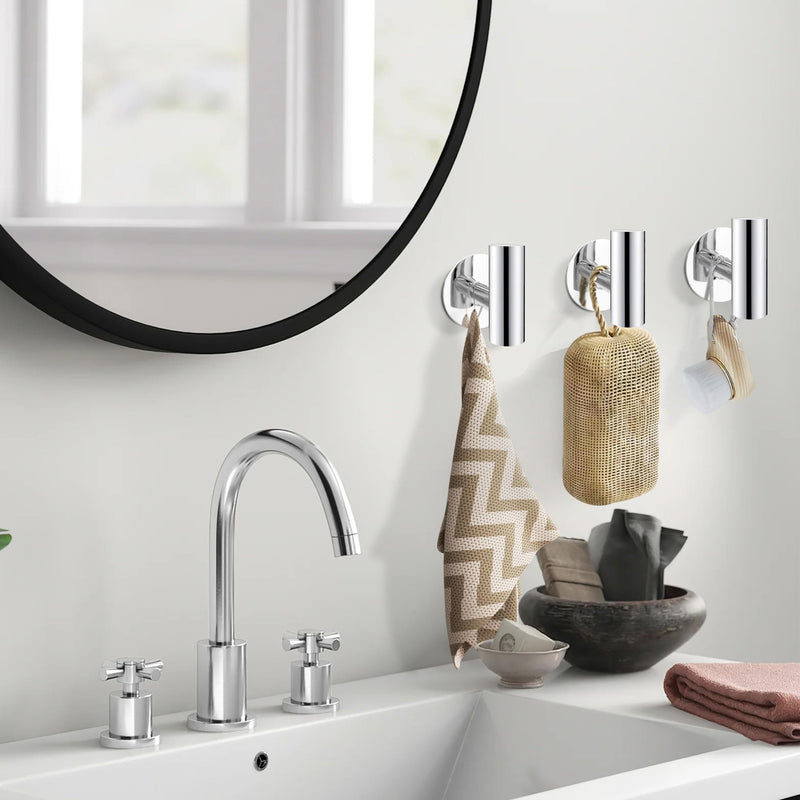 2 Pcs Wall Mount Self Adhesive Bathroom Towel Hooks Holder Cloth Hanger Hook Door Hanger Poliched Chrome - NuSea