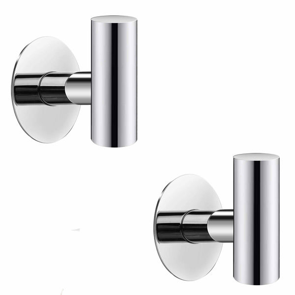 2 Pcs Wall Mount Self Adhesive Bathroom Towel Hooks Holder Cloth Hanger Hook Door Hanger Poliched Chrome - NuSea