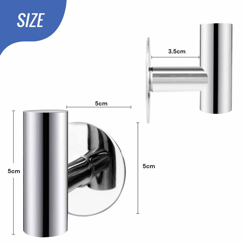 2 Pcs Wall Mount Self Adhesive Bathroom Towel Hooks Holder Cloth Hanger Hook Door Hanger Poliched Chrome - NuSea