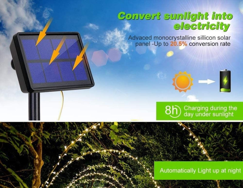 200 Waterproof LED Solar Fairy Light Outdoor with 8 Lighting Modes for Home,Garden and Decoration - NuSea