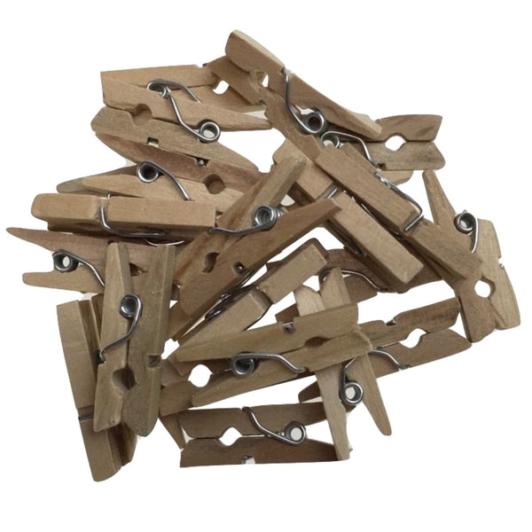 200pc Set Mini Wooden Pegs Craft Scrapbook Shower Clothes Pin 25mm - NuSea