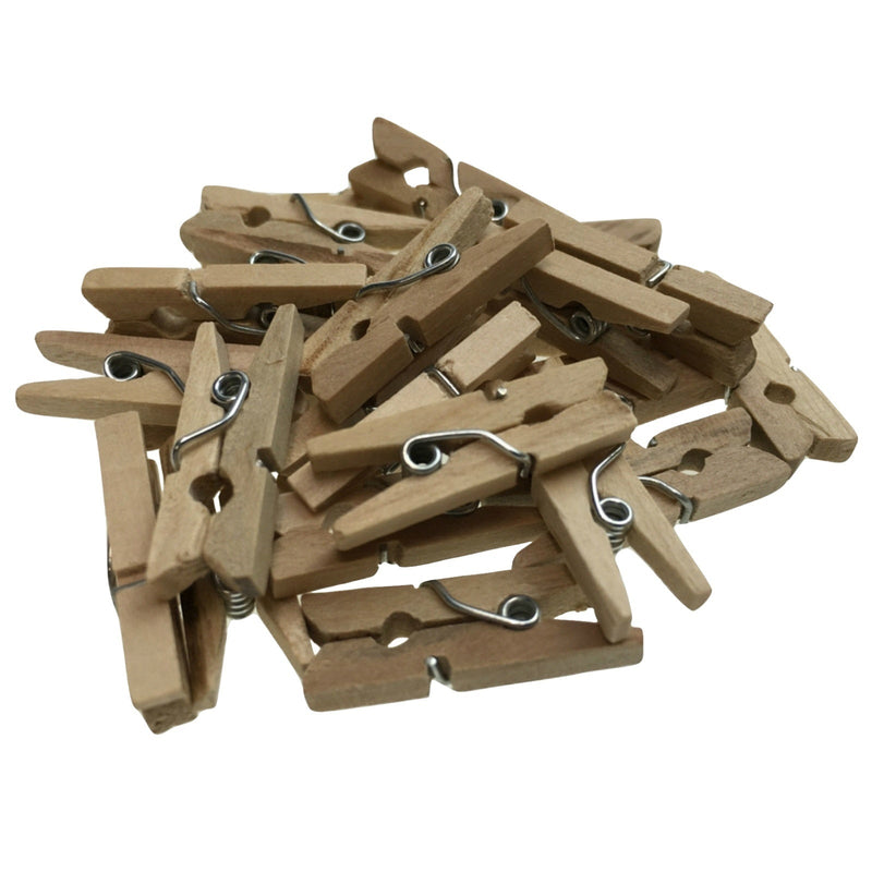 200pc Set Mini Wooden Pegs Craft Scrapbook Shower Clothes Pin 25mm - NuSea