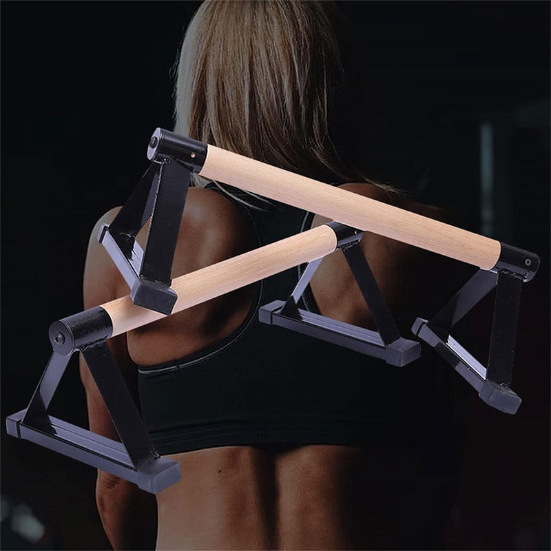 1 Pair Anti-Slip Wooden Push Up Handstand Bars For Calisthenics and Fitness_8