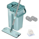 Wet or Dry Usage Hands-Free Mopping System with Bucket and Microfiber Pads