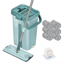 Wet or Dry Usage Hands-Free Mopping System with Bucket and Microfiber Pads
